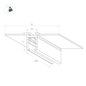 Шинопровод магнитный встраиваемый Arlight MAG-MICROCOSM-TRACK-4115-FDW-2000 (WH) (IP20 Металл) 062719