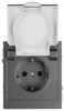 Розетка Эра Arktik 16-2103-06 с заземлением 2P+E Schuko со шторками с крышкой 16А-250В графит Б0070439