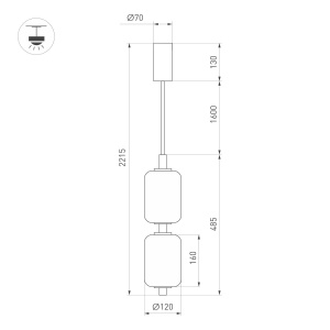 Подвесной светильник Arlight SP-CARAMELA-HANG-R120-7W Warm2700 (BK, 300 deg, 230V) (IP20, Натуральный шелк) 056886