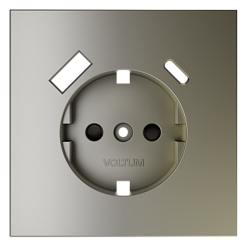 Накладка для розетки с заземлением и защитными шторками, с USB A+C Voltum S70 (шелк) VLS001004
