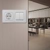 Выключатель двухклавишный с розеткой Arte Milano SET16-2-40-1-30-2 silver