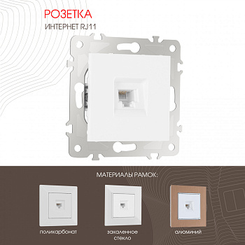 Розетка телефонная RJ11 Arte Milano 203.51-1.white