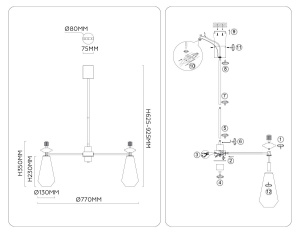 Люстра на штанге Ambrella Light High Light Ceramo Modern LH53306