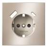 Накладка для розетки с заземлением и защитными шторками с USB A+C S70 Metal (платина) Voltum VLSM001010