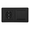 Выключатель одноклавишный с розеткой Arte Milano SET16-2-40-1-30-1 black