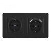 Розетка двойная (двухпостовая) с/з и шторками + USB Arte Milano SET16-2-47-1-40-1 black