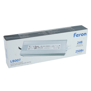 Трансформатор электронный для светодиодной ленты Feron LB007 250W 24V IP67 (драйвер) 53083