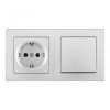 Выключатель одноклавишный с розеткой Arte Milano SET06-2-30-1-40-1 silver