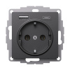 Розетка 16А с 2 USB A+C, 5В/2,4А/3,0А, 2х5В/1,5А, Systeme Electric AtlasDesign Базальт ATN001432