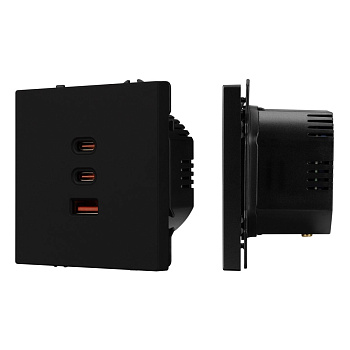 Механизм розетки с быстрой USB зарядкой Arlight SCT-NOBE-MUACC-SFPL-FC-BK (65W, QC3) 061834