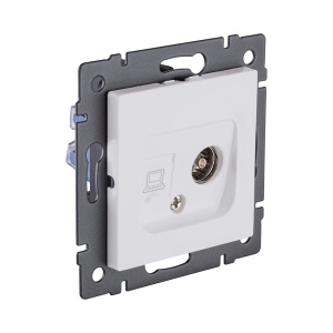 Розетка двойная TV (мама) + RJ45 Cat.6, белый матовый Kollinger REA-021WM для Aspekt, Eleganz, Reflex