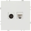 Розетка ЭРА Galaxy 15-3110-01 комбинированная RJ45+TV IP20 белый Б0070776
