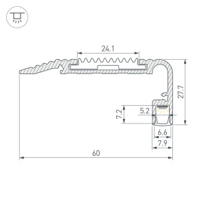 Профиль Arlight STAIR-W60-2000 ANOD (Алюминий) 060866