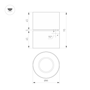 Спот Arlight SP-POINT-SURFACE-R85-12W Warm3200-MIX (BK, 36 deg, 230V) (IP20 Металл) 058606