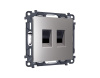 Комплект механизма компьютерной двойной розетки RJ-45 Ambrella Volt MA512110 (8P8C) CAT6 с автоматической защитной шторкой Alfa Сталь матовый Quant