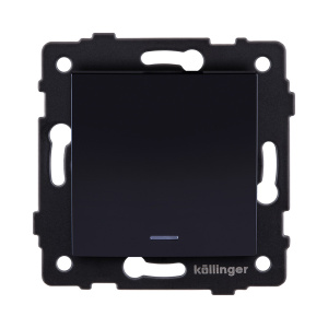 Выключатель 1-клавишный проходной 10А/250В с LED подсветкой, изогнутый, черный Kollinger REA-R-004BK для Aspekt, Eleganz, Reflex