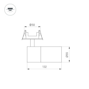 Спот Arlight LGD-ARTEMIS-BUILT-FLAP-R55-12W Warm2700 (WH, 8-80 deg, 230V) (IP20 Металл) 062273