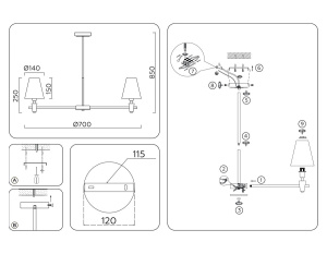 Люстра на штанге Ambrella Light High Light Ceramo Classic LH75044