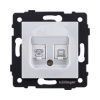 Розетка двойная RJ11 + RJ45 Cat.6, белый Kollinger REA-011WH для Aspekt, Eleganz, Reflex