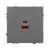 USB Розетка тип A+C софт-тач серый базальт Arlight SCT-MUAC-SFPL-FC-GR (65W, QC3) 054319(1)