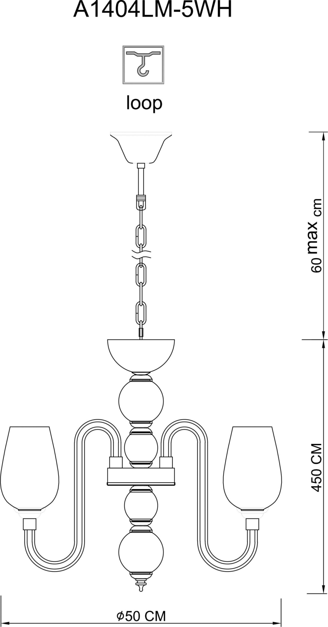 Подвесная люстра Arte Lamp 96 A1404LM-5WH