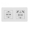 Розетка двойная (двухпостовая) с/з и шторками + USB Arte Milano SET16-2-47-1-40-1 white