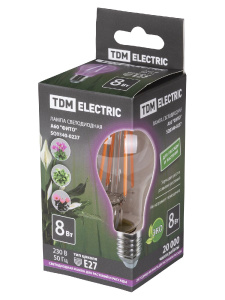 Лампа светодиодная для растений TDM Electric E27 8W прозрачная SQ0340-0237