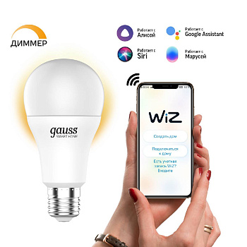 Лампа светодиодная диммируемая Gauss E27 8,5W 2700K матовая 1050112