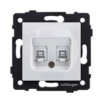 Розетка двойная Ethernet RJ45 Cat.6, белый Kollinger REA-019WH для Aspekt, Eleganz, Reflex