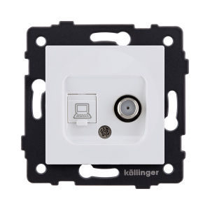 Розетка двойная спутниковая SAT + RJ45 Cat.6, белый матовый Kollinger REA-014WM для Aspekt, Eleganz, Reflex