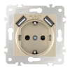 Розетка с заземлением, шторками + USB Arte Milano 203.47-1.shampan