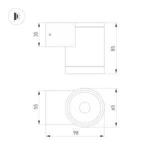 Уличный настенный светильник Arlight LGD-RAY-WALL-R65-9W Day4000 (GR, 23 deg, 230V) (IP65 Металл) 044852(1)