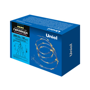 Гирлянда Uniel ULD-E0200-200/STB/3AA WARM WHITE IP44