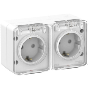 Розетка 2-ая с/з со шт., 16А 250B IP54 Systeme Electric AtlasDesign Profi54 ATN540126