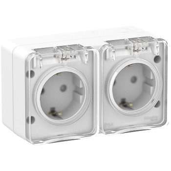 Розетка 2-ая с/з со шт., 16А 250B IP54 Systeme Electric AtlasDesign Profi54 ATN540126