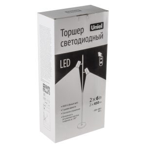 Торшер Uniel ULM-T600 2х6W/4500K/DIM WHITE UL-00010175