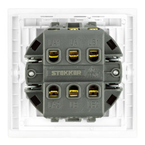 Выключатель двухклавишный Stekker Мия RSW10-3111-01 белая магнолия 50788
