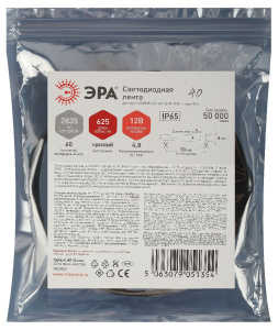 Светодиодная лента Эра 12В 2835 4,8Вт/м красный 5м IP65 LS2835-4,8-60-12-R-IP65-1 year-5m Б0059899