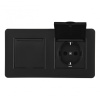 Розетка двойная (двухпостовая) с/з и шторками Arte Milano SET16-2-41-1x2 black