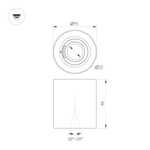 Накладной светильник Arlight SP-ACENTO-R95-10W Warm2700 (BK, 20-45 deg, 230V) 055743
