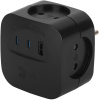 Разветвитель электрический ЭРА SP-4-3USBAC-B на 4 розетки + 3 USB A+C со шторками 10А черный Б0069084