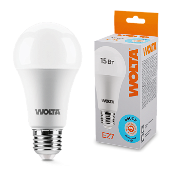 Светодиодная лампа WOLTA 15Вт 6500К E27 груша матовая 25W60BL15E27
