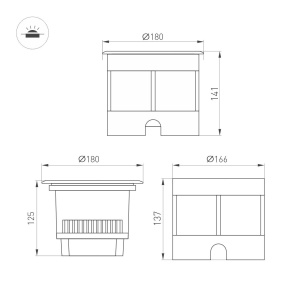 Ландшафтный светильник Arlight LTD-DAFNA-GROUND-R180-25W Day4000 (SL, 45 deg, 230V) (IP67 Металл) 061208