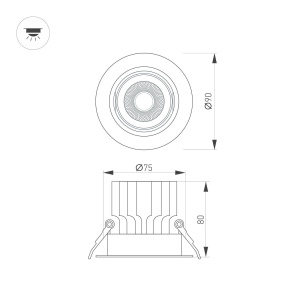 Встраиваемый светильник Arlight MS-VORTEX-BUILT-R90-12W Day4000 (BK-BK, 40 deg, 230V) 057951
