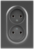 Розетка Эра Arktik 16-2107-06 без заземления двойная 2X2P 16А-250В графит Б0071686