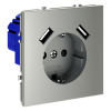 Розетка с USB, А+А Voltum S70 VLS040405 (сталь)