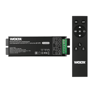 Контроллер 2-канальный для светодиодной ленты CCT 12-24В, 16А с пультом RF WOLTA WLC-C/06-16A