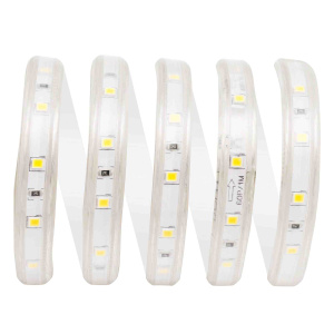 Комплект светодиодной ленты Apeyron 220В 4,8Вт/м smd3528/2835 60д/м IP65 300Лм/м 5м 3000К (сетевой шнур, заглушка, крепежи)  10-05