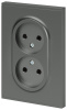 Розетка Эра Arktik 16-2107-06 без заземления двойная 2X2P 16А-250В графит Б0071686