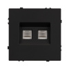 Розетка телефонная двойная софт-тач черный оникс Arlight SCT-MTL2-SFPL-BK (2хRJ-11, 4C) 054309(1)